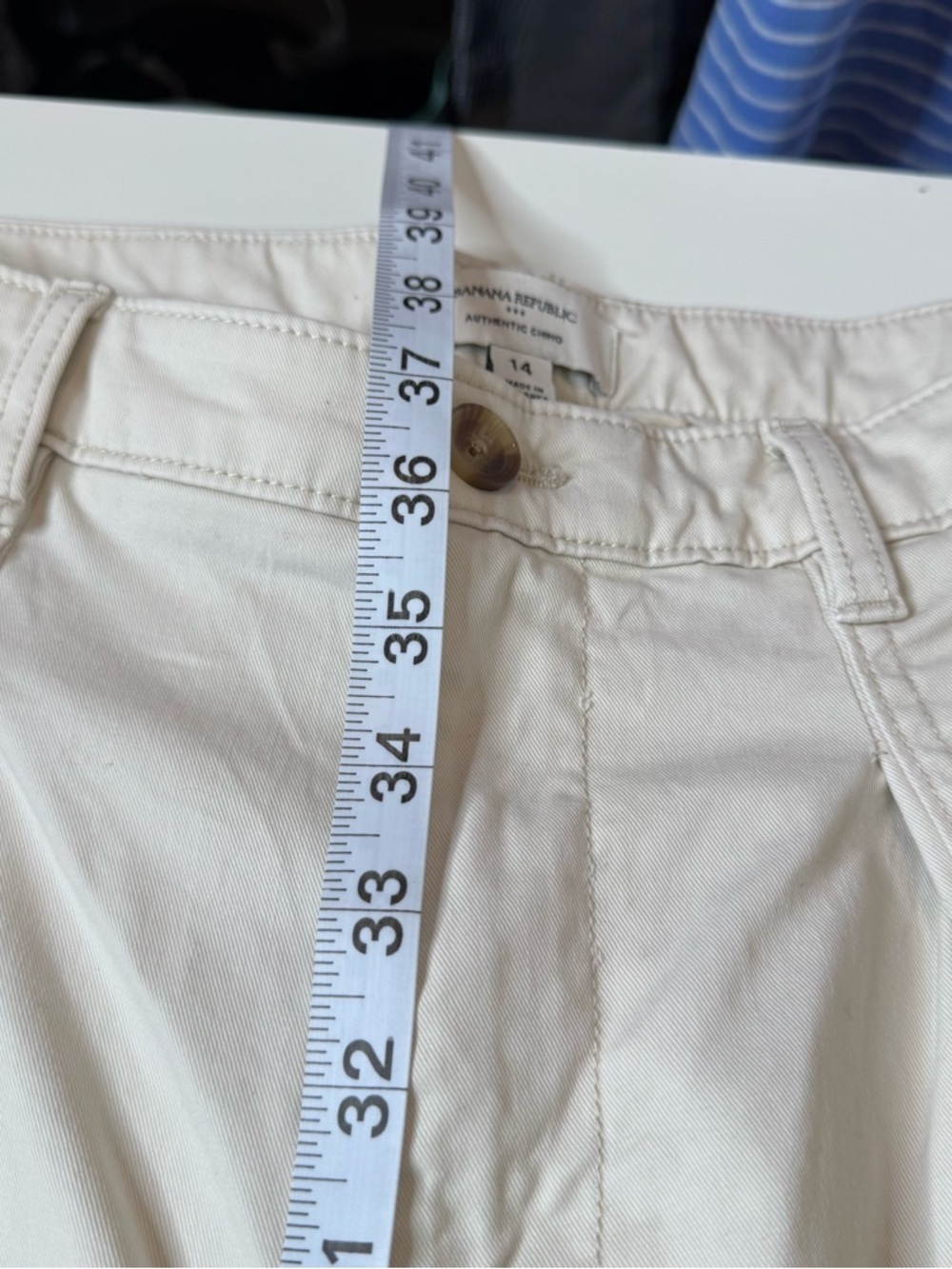 Banana Republic White Authentic Chino Pants Size 14 Cropped Stretch - Picture 7 of 11